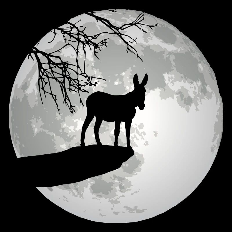Donkey silhouette moon burro mule mule mom dad