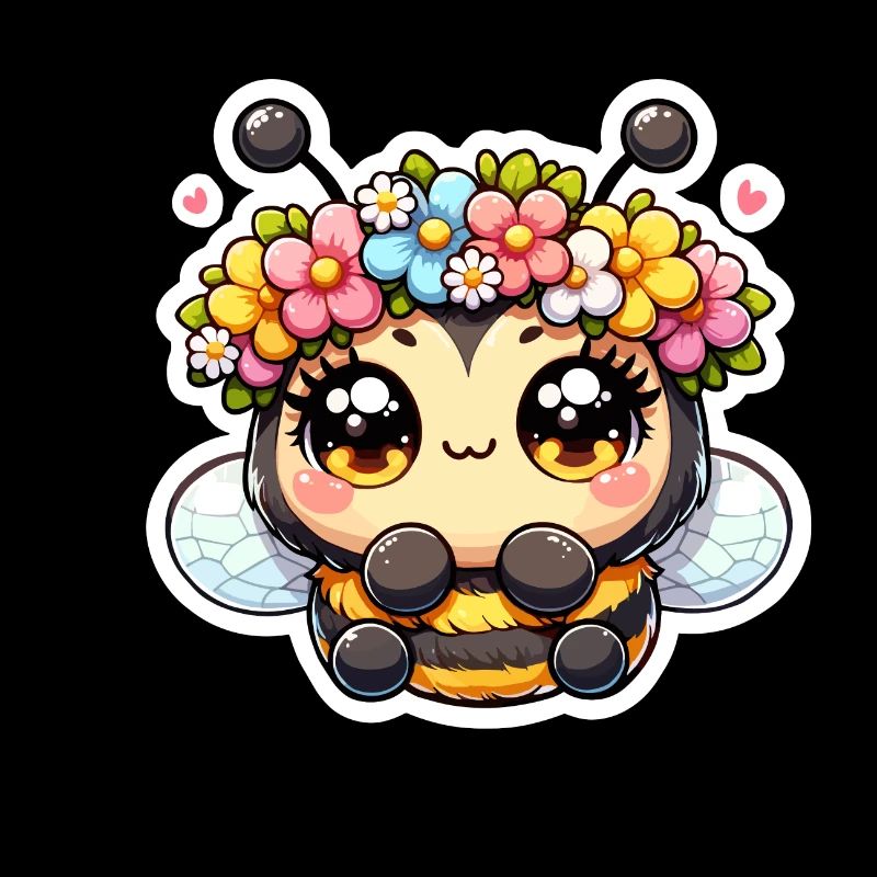 Abeille avec couronne de fleurs