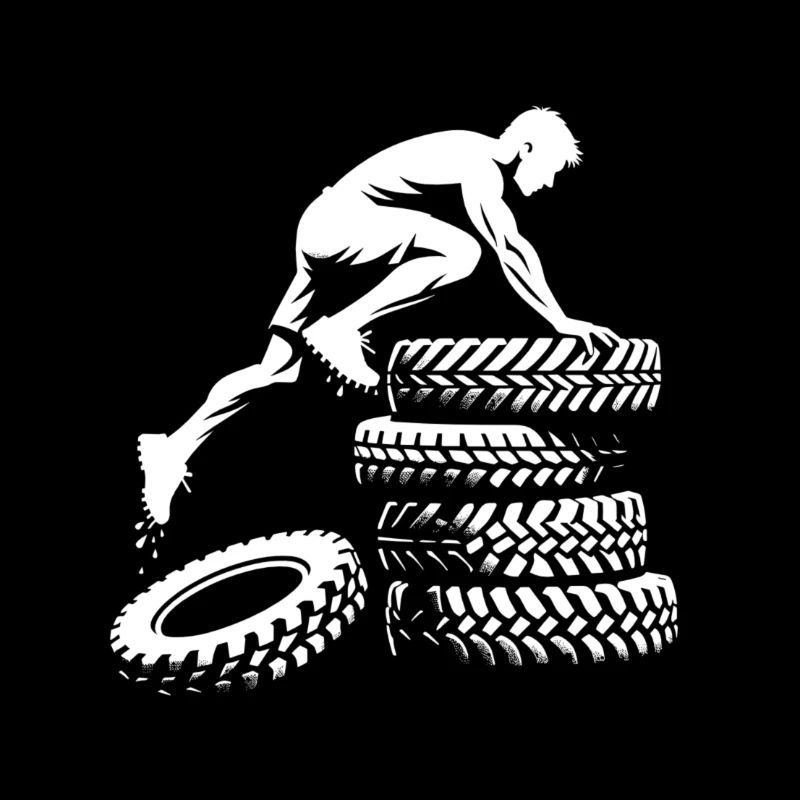 Grimper sur le tas de pneus