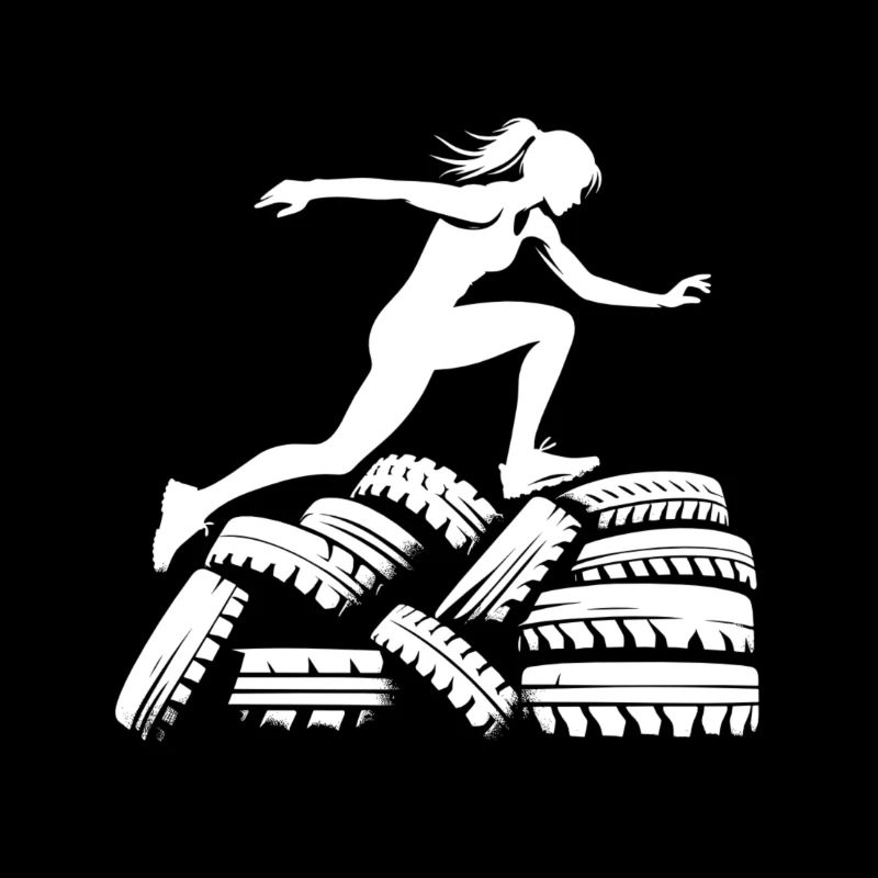 Parcours d’obstacles au-dessus de la pile de pneus