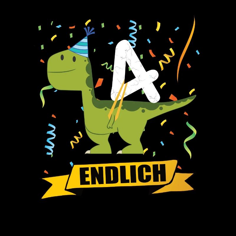 Endlich 4 Dino Konfetti Vierter Geburtstag Vier 4