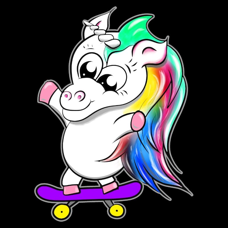 Einhorn auf Skateboard