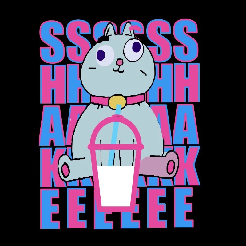 cute cat drinking milk shake