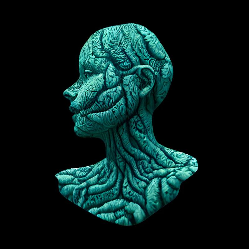 Büste einer Frau in blauer Rinde