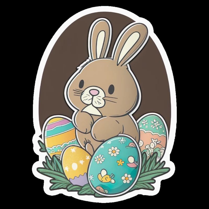 Easter Magic Easter Bunny Easter Eggs Colorful Sticker