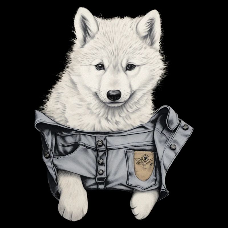 Mignon loup blanc dans Pocket Funny Wolves Graphique
