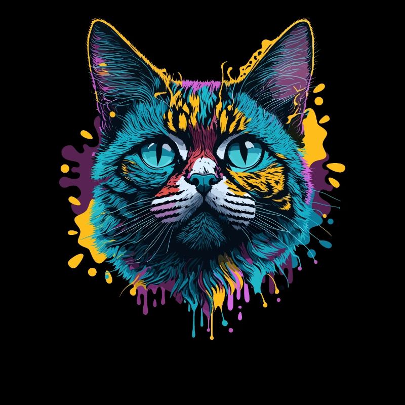 Splash Art Cat Colorful Expression