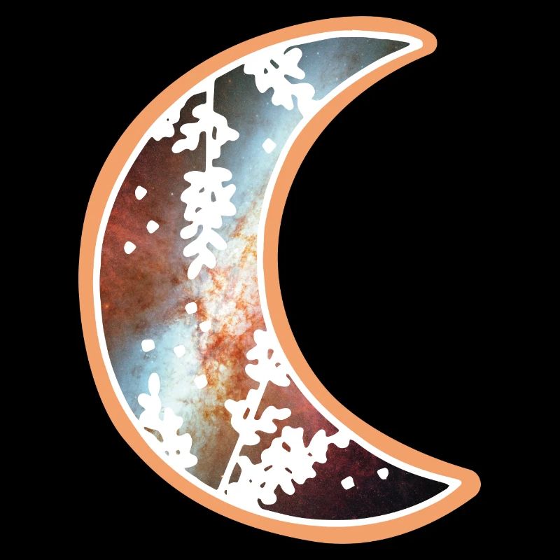 Mignon Magical Half Moon Doodle avec Galaxy Stars