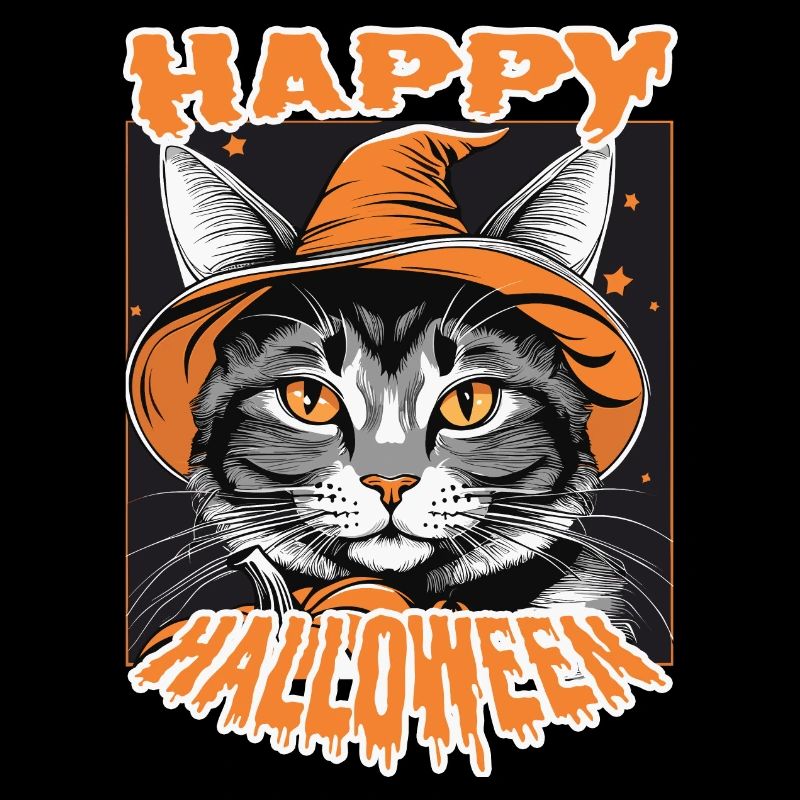 Halloween Cat with Witch Hat