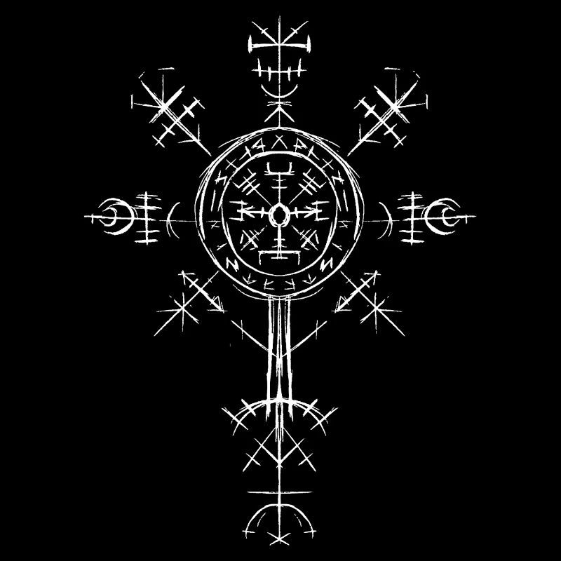 Weißer Wikinger Kompass Valhalla Vegvisir