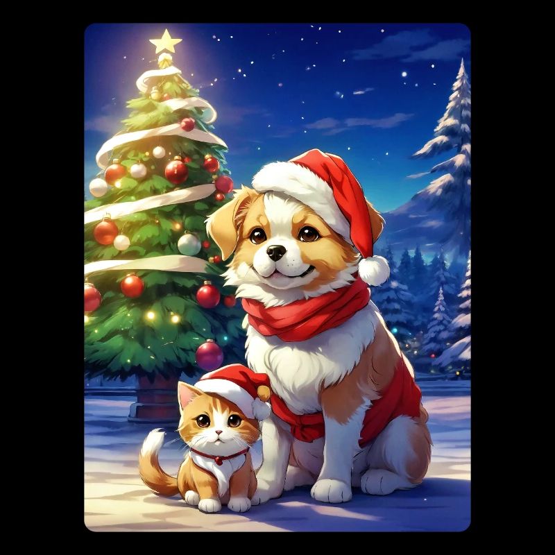 Chien de Noël et chat modèle vierge 1.11