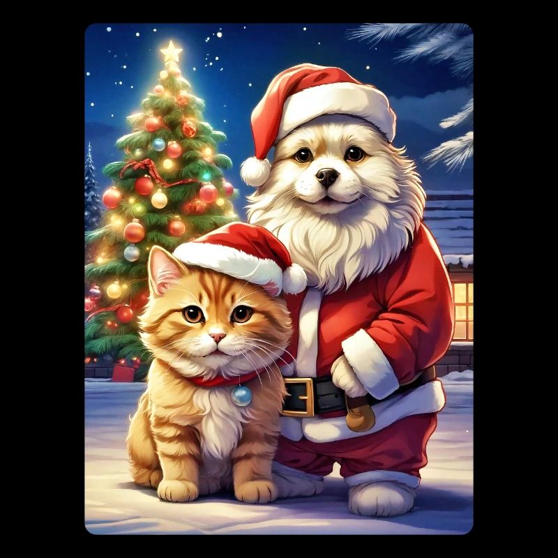 Modèle vierge de chien et de chat de Noël 1.2