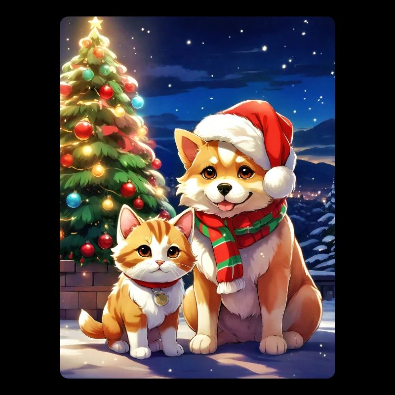 Chien de Noël et chat modèle vierge 1.3