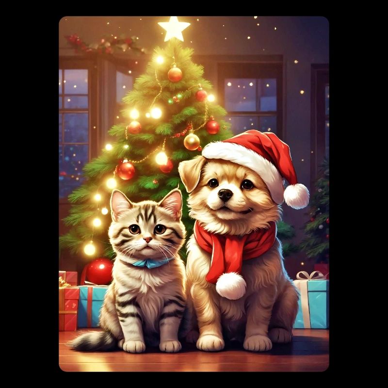 Modèle vierge de chien et de chat de Noël 1.1