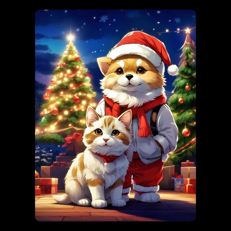 Chien de Noël et chat modèle vierge 1.4