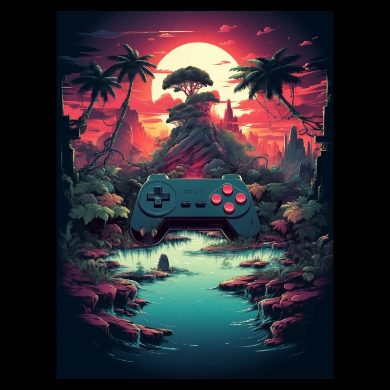 Vintage Gaming: Retro-Controller im Sonnenuntergan