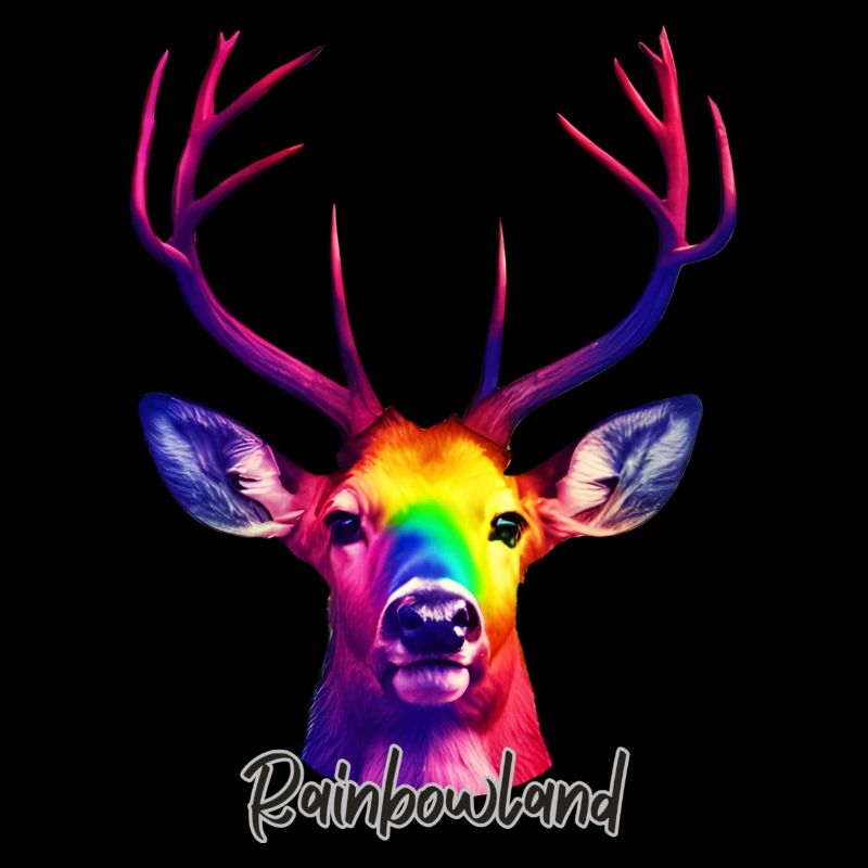 Hirschkopf in Regenbogenfarben