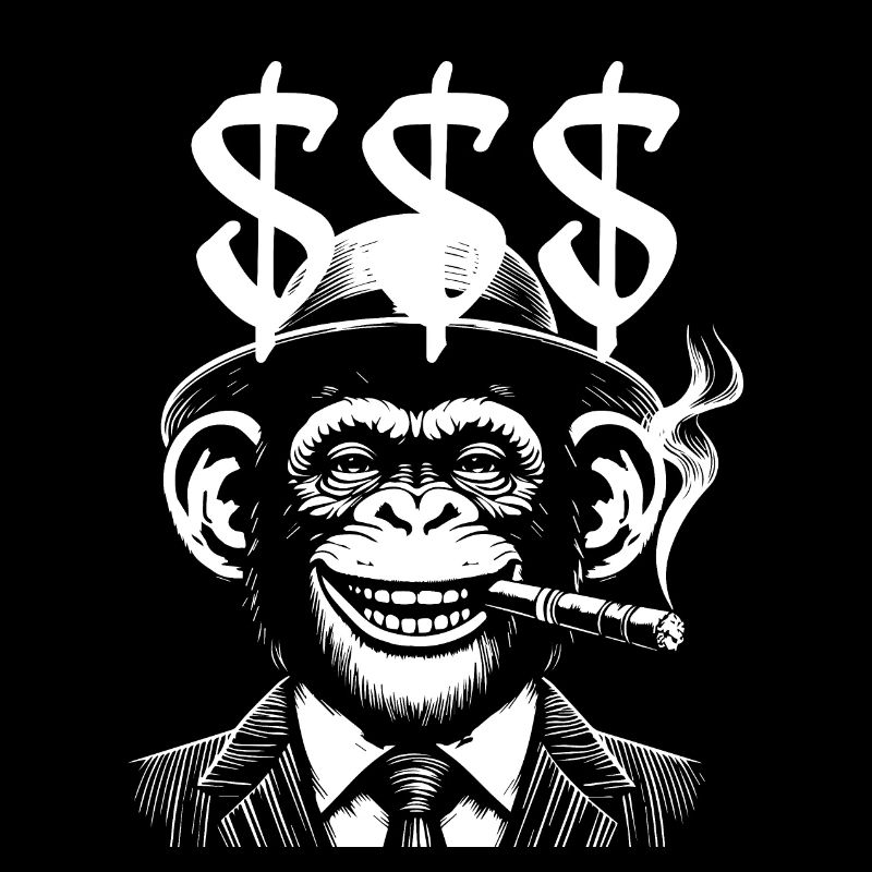 Affe mit Dollars, der Zigarre raucht
