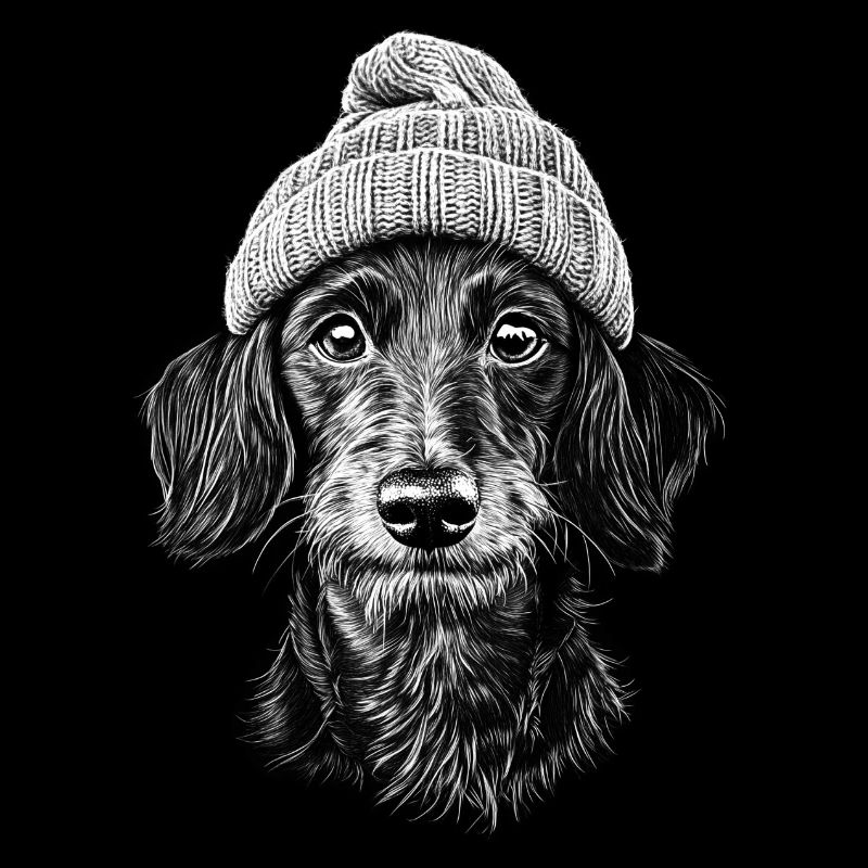 Teckel à poil dur Chapeau à pompon Chien Chien Teckel