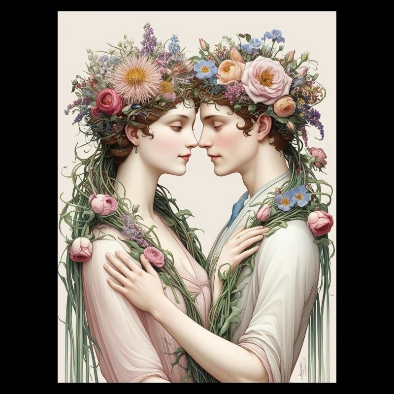 Lovers and bouquets
