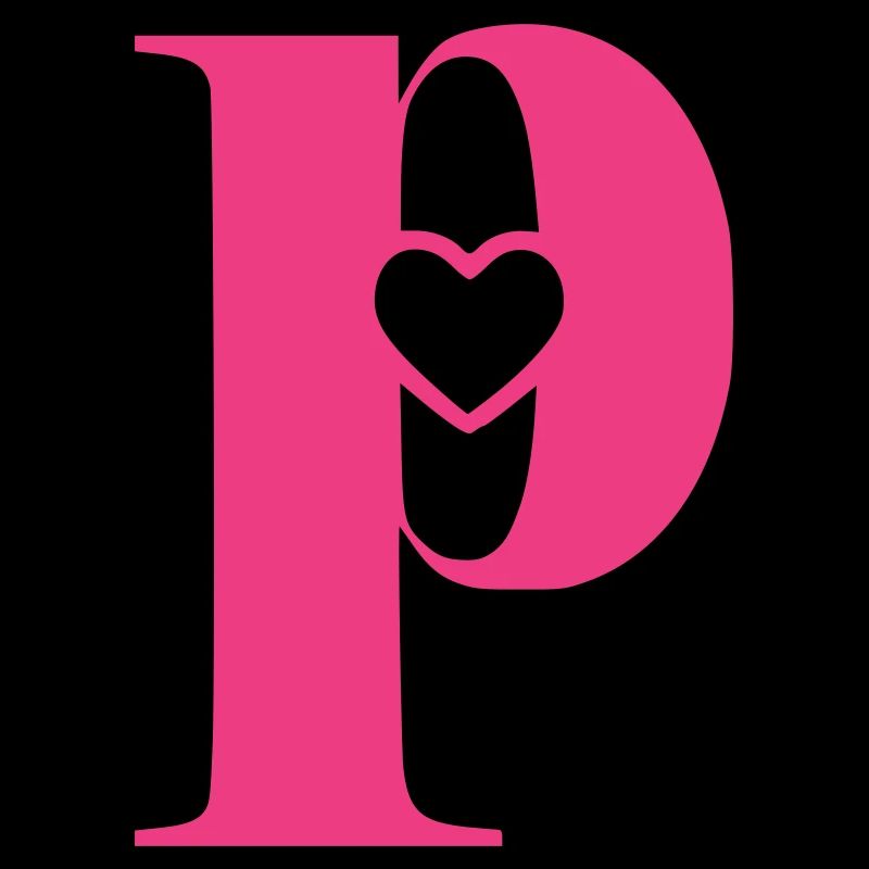 Letter p Initial letter with heart