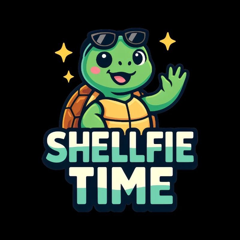 Shellfie Time Cute Turtle On A Beach