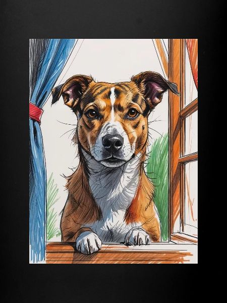 Chien de la fenêtre arty