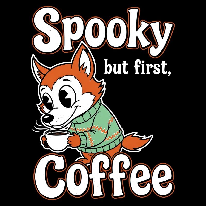 Cuddly fox with coffee motif