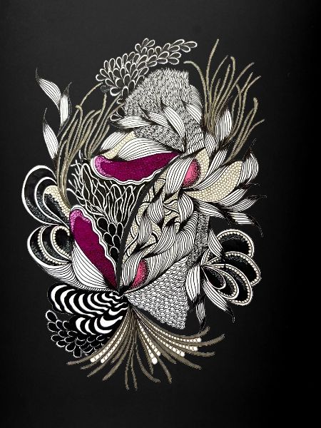 Vrilles de fleurs magenta noires