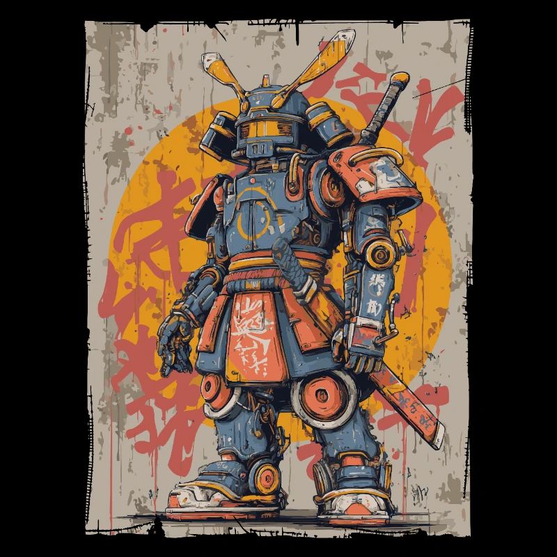 Art de rue samouraï mécanique