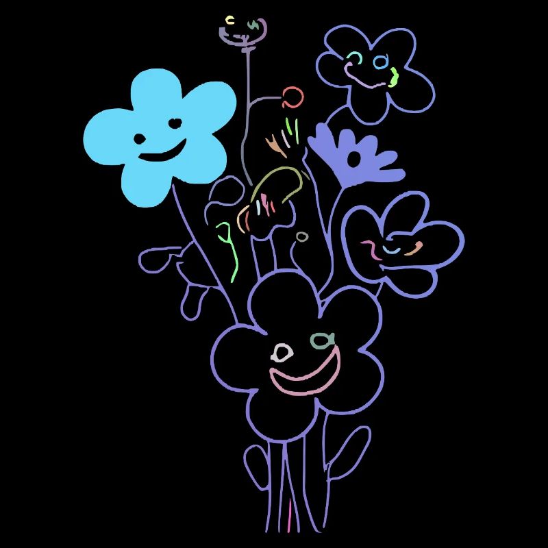 Fleurs joyeuses au trait néon