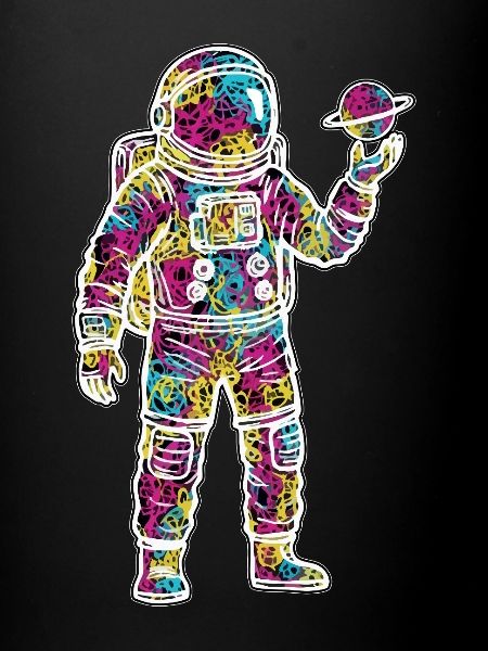 Astronaute Espace Scribble Planète Gribouillis