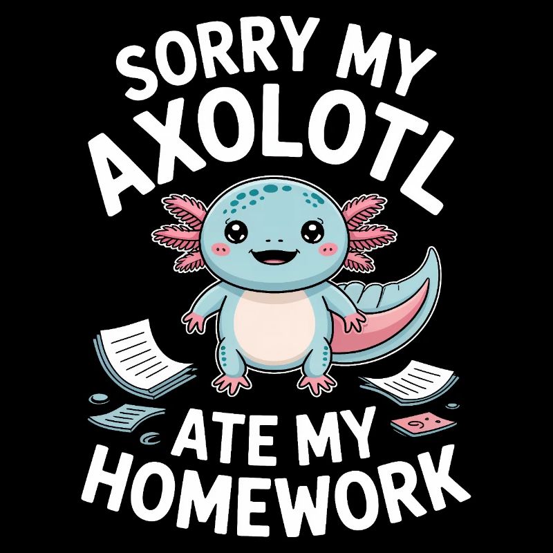 Cute Axolotl Homework Mishap