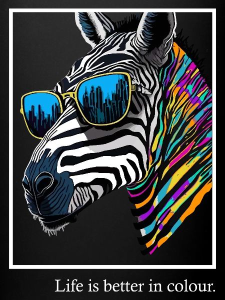 Rainbow Zebra with Glasses