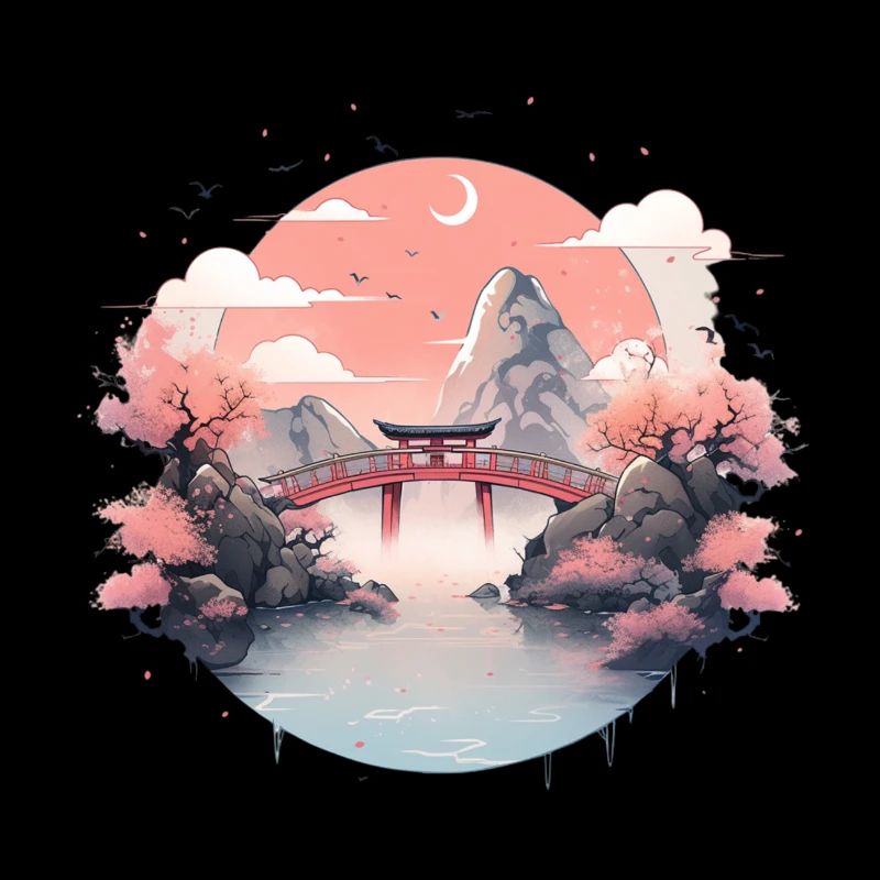 Asian landscape with sunset