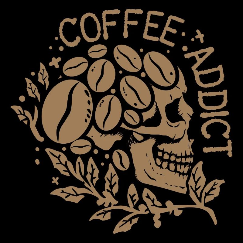 Coffee Addicted Skull With Coffee Beans