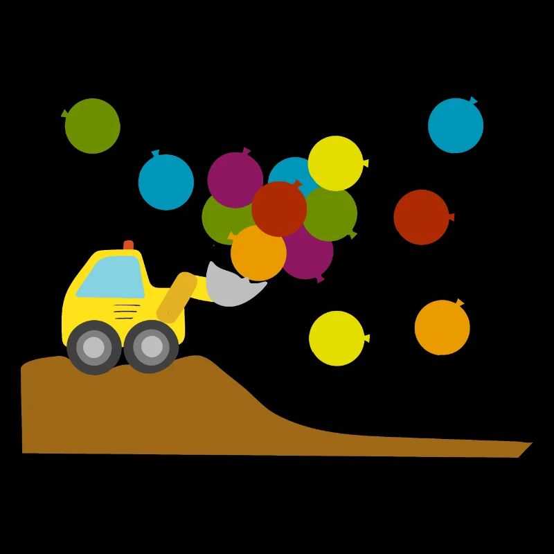 Kindergeburtstag Bagger mit bunten Luftballons