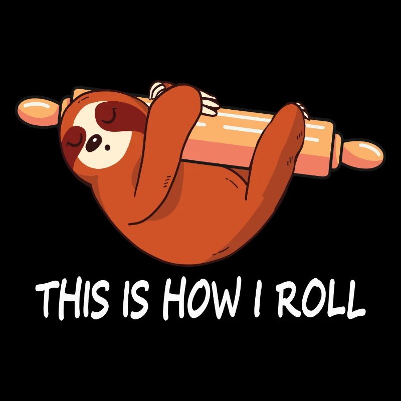 Funny sloth baker on rolling pin gift