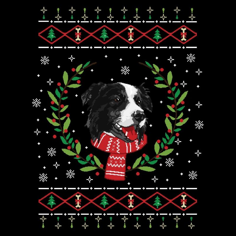 Pull de Noël laid Border Collie