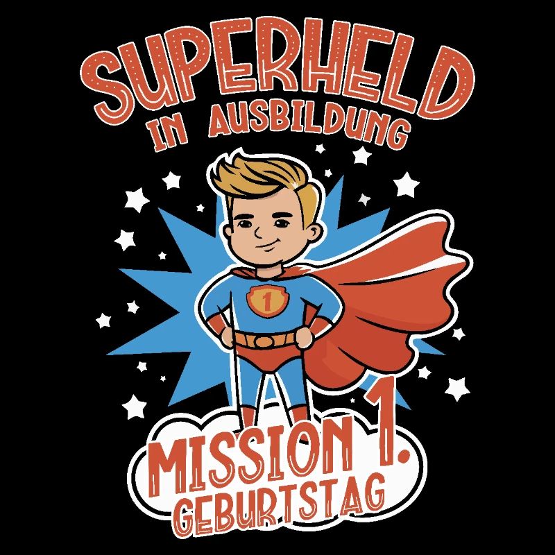 Superheld in Ausbildung 1. Geburtstag Junge blond