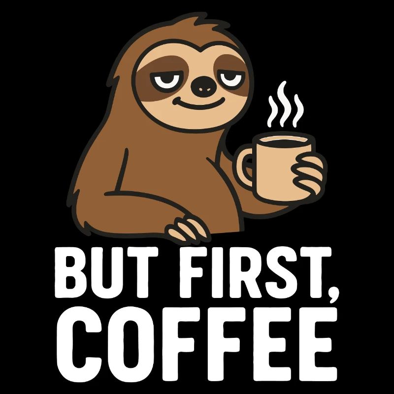 Coffee Drinking Sloth Cartoon