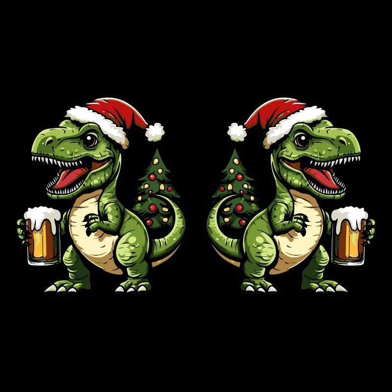 Équipe de la bière de Noël Dinosaur T-Rex