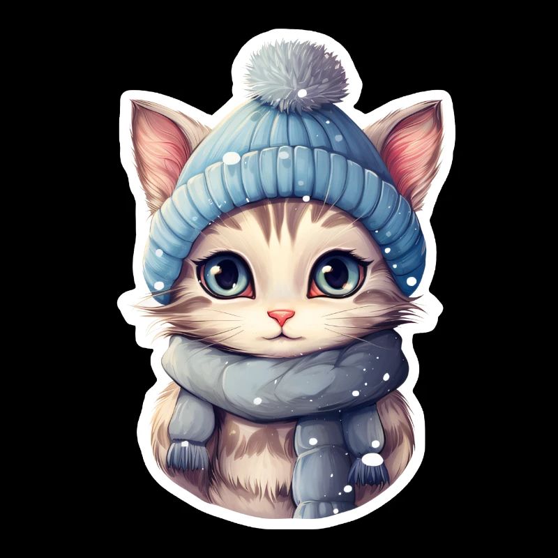 Katze mit Mütze und Schal
