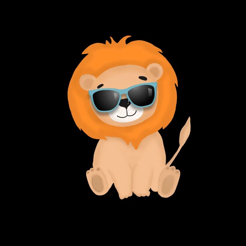 Doux lion avec des lunettes de soleil