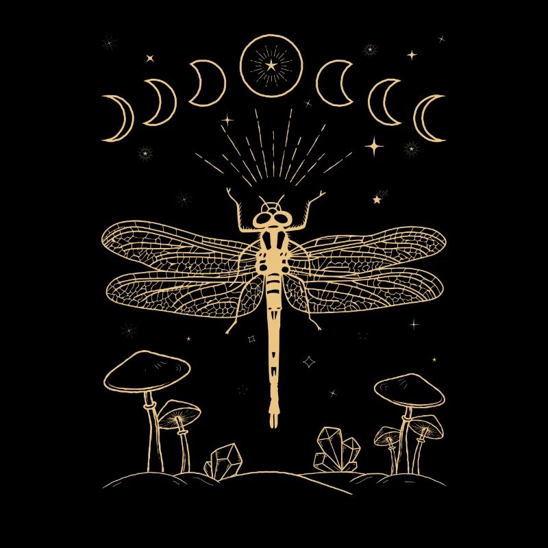 Cottagecore Ästhetik Goblincore Libelle Pilze Mond
