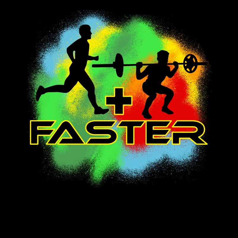 Coureur, course + squat = plus rapide, coloré