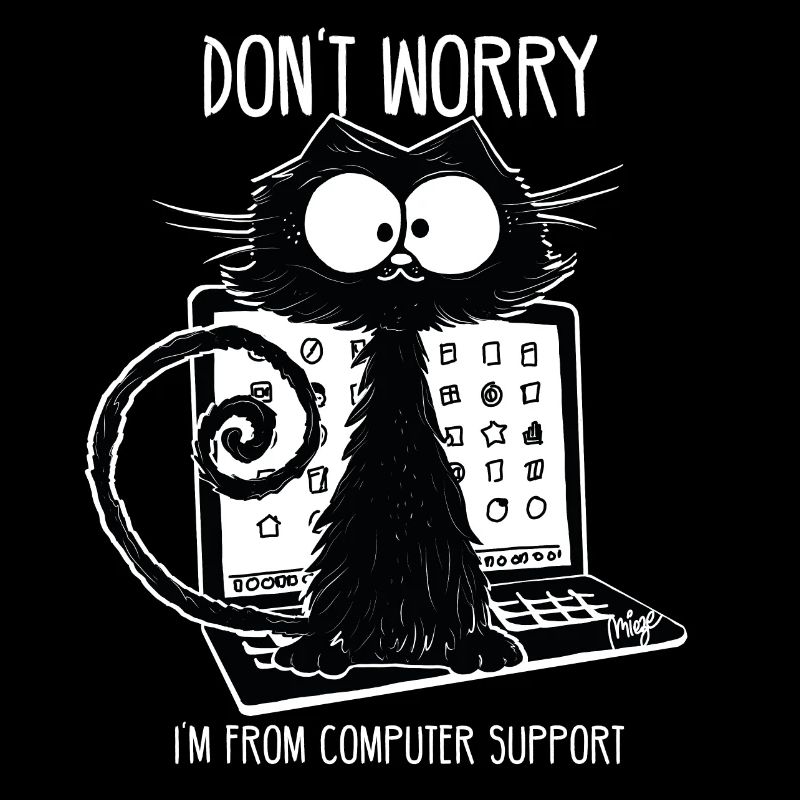 Black Cat Funny Saying Computer Support