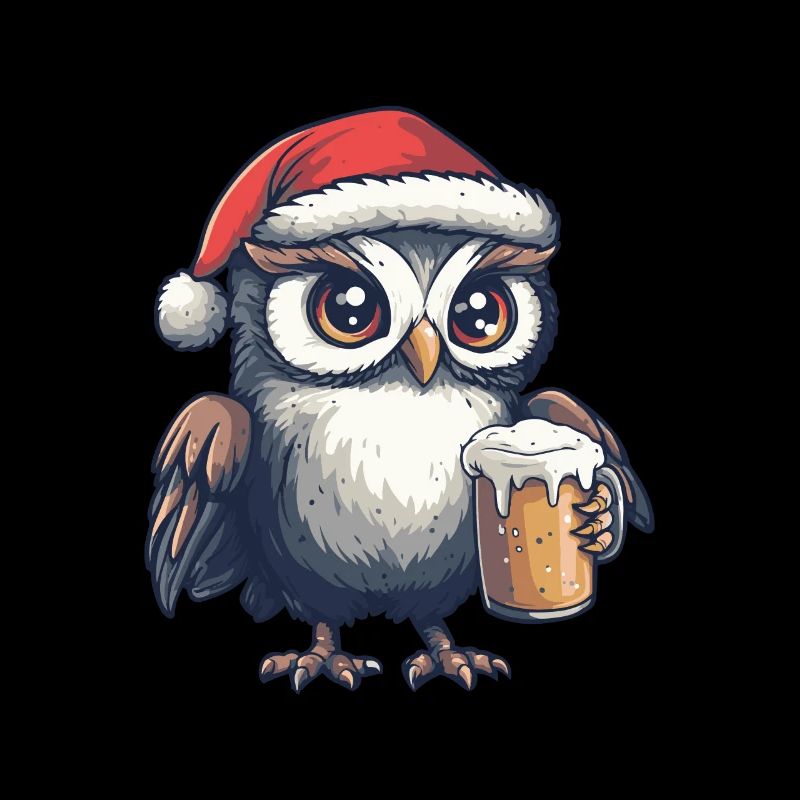 Eule Weihnachten Bier Lustig