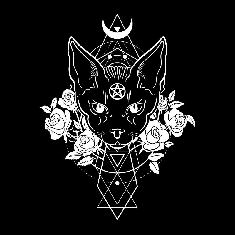 Géométrie Occulte Wicca Sorcières Pentagramme Satan Chat