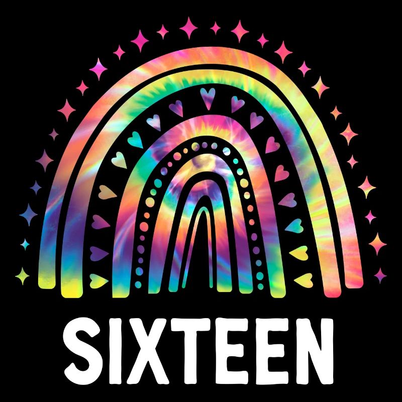 Tie Dye Rainbow Seize ans 16e anniversaire